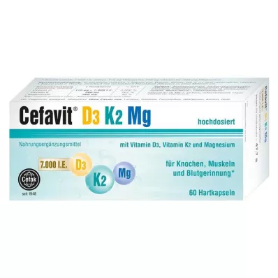 CEFAVIT D3 K2 Mg 7000 I.U. cietās kapsulas, 60 gab