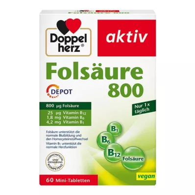 Doppelherz folijskābe 800 depo tabletes, 60 gab