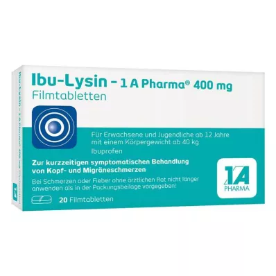 Ibu-Lysine – 1 A Pharma 400 mg apvalkotās tabletes, 20 gab