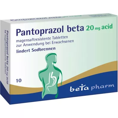 PANTOPRAZOL beta 20 mg skābes zarnu apvalkotās tabletes, 10 gab
