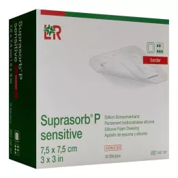 SUPRASORB P sensitīvs PU-Putu apmales 7,5x7,5 cm, 10 gab