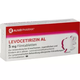 LEVOCETIRIZIN AL 5 mg apvalkotās tabletes, 20 gab