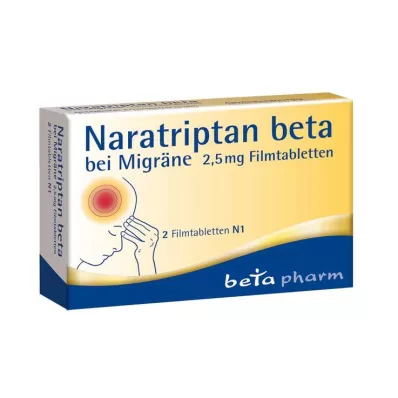 Naratriptan beta migrēnas ārstēšanai 2,5 mg apvalkotās tabletes, 2 gab Naratriptan beta migrēnas ārstēšanai 2,5 mg apvalkotās tabletes, 2 gab