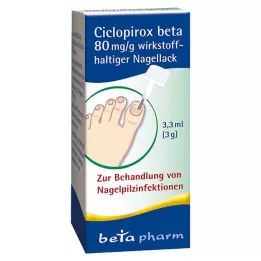 CICLOPIROX beta 80 mg/g nagu laka, kas satur aktīvo vielu, 3,3 ml