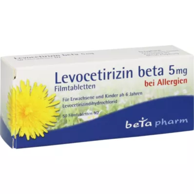 LEVOCETIRIZIN beta 5 mg apvalkotās tabletes, 50 gab
