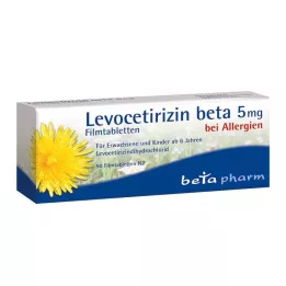 LEVOCETIRIZIN beta 5 mg apvalkotās tabletes, 50 gab