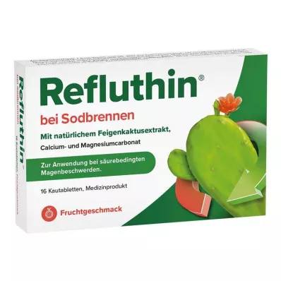 Refluthin pret grēmām košļājamās augļu tabletes, 16 gab Refluthin pret grēmām košļājamās augļu tabletes, 16 gab