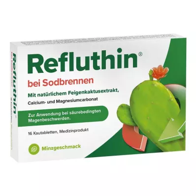 Refluthin pret grēmām košļājamās tabletes piparmētra, 16 gab Refluthin pret grēmām košļājamās tabletes piparmētra, 16 gab