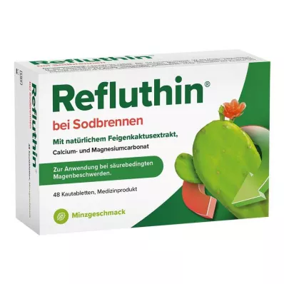 Refluthin pret grēmām košļājamās tabletes piparmētra, 48 gab Refluthin pret grēmām košļājamās tabletes piparmētra, 48 gab