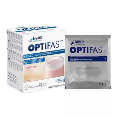 OPTIFAST Dzēriens Zemeņu pulveris, 8X55 g
