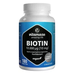 BIOTIN 10 mg lielas devas vegānu tabletes, 180 gab