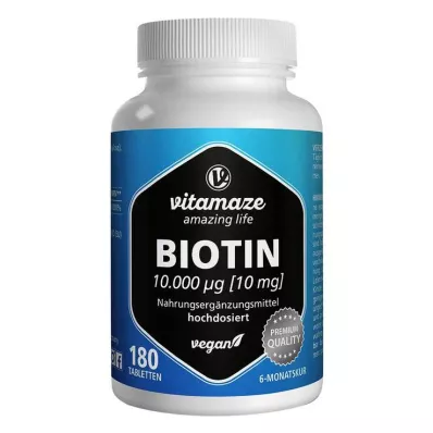 BIOTIN 10 mg lielas devas vegānu tabletes, 180 gab