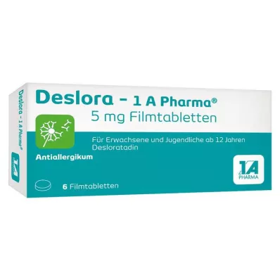 Deslora – 1 A Pharma® 5 mg apvalkotās tabletes, 6 gab Deslora – 1 A Pharma® 5 mg apvalkotās tabletes, 6 gab