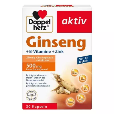 DOPPELHERZ Žeņšeņa 250+B-Vitamīni+Cinka kapsulas, 30 kapsulas DOPPELHERZ Žeņšeņa 250+B-Vitamīni+Cinka kapsulas, 30 kapsulas