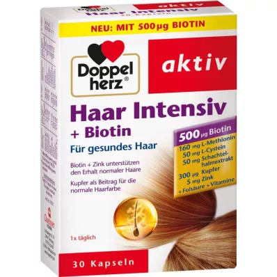 DOPPELHERZ Hair Intensive+Biotin kapsulas, 30 kapsulas