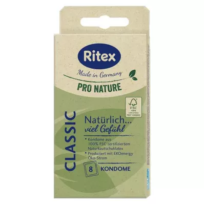 Ritex Pro Nature Classic prezervatīvi, 8 gab Ritex Pro Nature Classic prezervatīvi, 8 gab