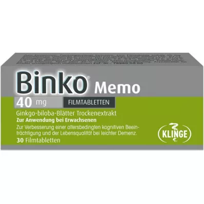 BINKO Memo 40 mg apvalkotās tabletes, 30 gab