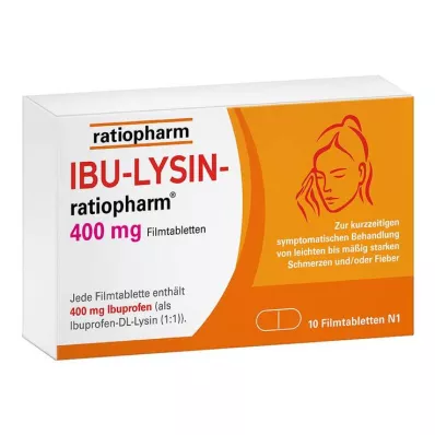 IBU-LYSIN-ratiopharm 400 mg apvalkotās tabletes, 10 gab IBU-LYSIN-ratiopharm 400 mg apvalkotās tabletes, 10 gab