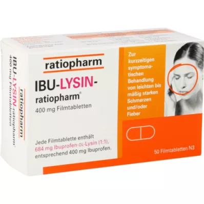 IBU-LYSIN-ratiopharm 400 mg apvalkotās tabletes, 50 gab