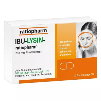 IBU-LYSIN-ratiopharm 293 mg apvalkotās tabletes, 10 gab IBU-LYSIN-ratiopharm 293 mg apvalkotās tabletes, 10 gab