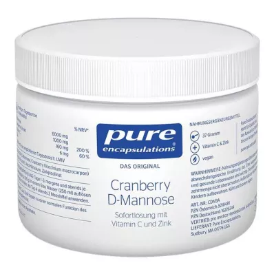 PURE ENCAPSULATIONS Dzērveņu D-mannozes pulveris, 37 g PURE ENCAPSULATIONS Dzērveņu D-mannozes pulveris, 37 g