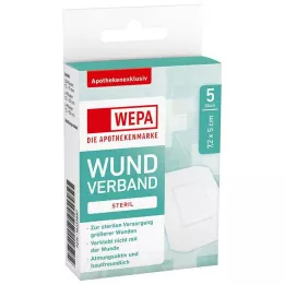 WEPA Brūču pārsējs 7,2x5 cm sterils, 5 gab