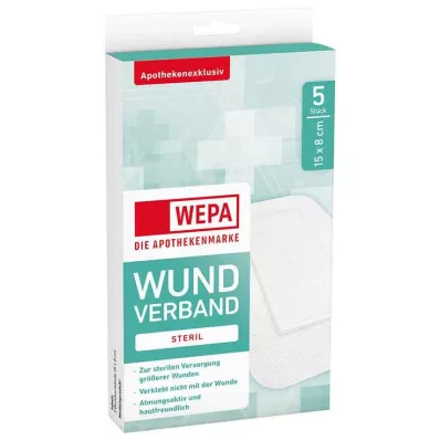 Wepa brūču pārsējs 8x15 cm sterils, 5 gab