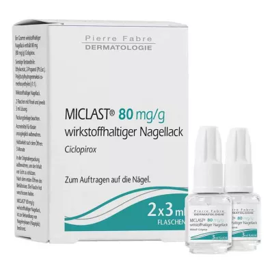 Miclast 80 mg/g aktīvā nagu laka, 2X3 ml Miclast 80 mg/g aktīvā nagu laka, 2X3 ml