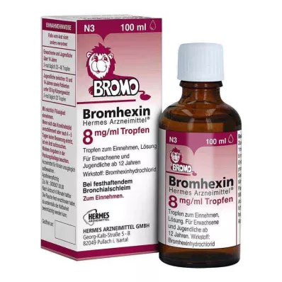 BROMHEXIN Hermes Arzneimittel 8 mg/ml pilieni, 100 ml BROMHEXIN Hermes Arzneimittel 8 mg/ml pilieni, 100 ml