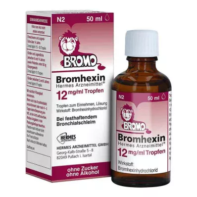 BROMHEXIN Hermes Arzneimittel 12 mg/ml pilieni, 50 ml BROMHEXIN Hermes Arzneimittel 12 mg/ml pilieni, 50 ml
