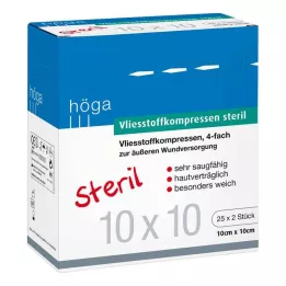 Neaustas kompreses 10x10 cm sterilas 4 reizes, 25x2 gab