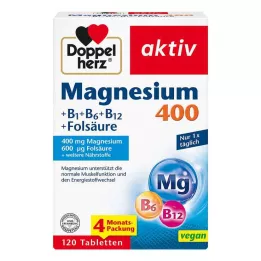 DOPPELHERZ Magnijs 400+B1+B6+B12+Folijskābe, 120 gab