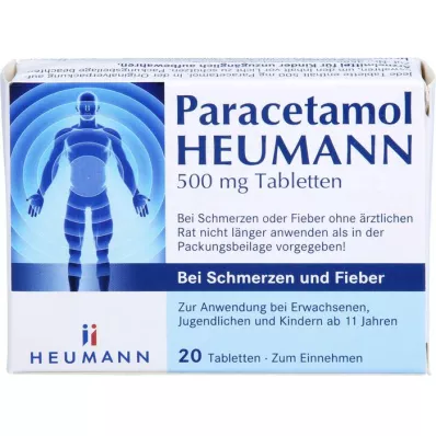 PARACETAMOL HEUMANN 500 mg tabletes pret sāpēm un drudzi, 20 gab