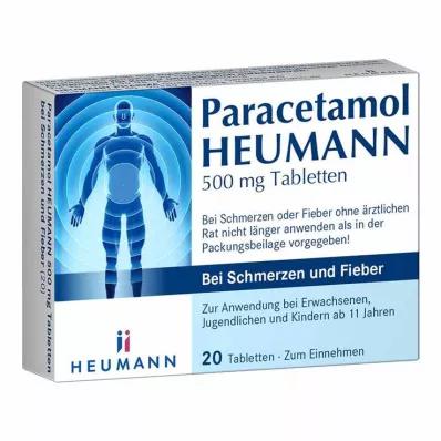 PARACETAMOL HEUMANN 500 mg tabletes pret sāpēm un drudzi, 20 gab