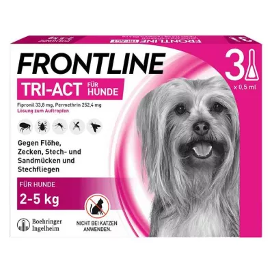 FRONTLINE Tri-Act šķidrais šķīdums suņiem 2-5 kg, 3 gab FRONTLINE Tri-Act šķidrais šķīdums suņiem 2-5 kg, 3 gab