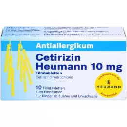 CETIRIZIN Heumann 10 mg apvalkotās tabletes, 10 gab