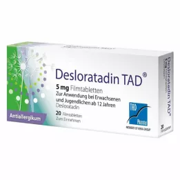 DESLORATADIN TAD 5 mg apvalkotās tabletes, 20 gab