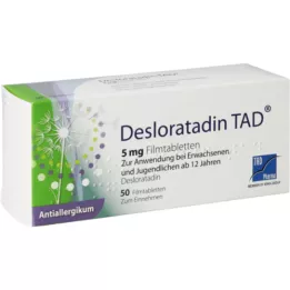 DESLORATADIN TAD 5 mg apvalkotās tabletes, 50 gab