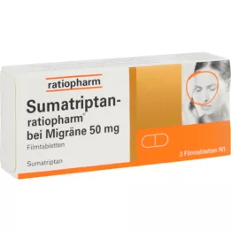 SUMATRIPTAN-ratiopharm migrēnai 50 mg apvalkotās tabletes, 2 gab