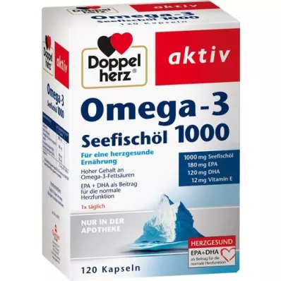 DOPPELHERZ Omega-3 jūras zivju eļļa 1000 kapsulu, 120 kapsulu