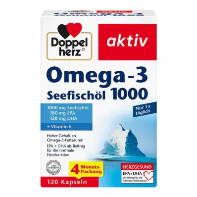 Doppelherz Omega-3 jūras zivju eļļa 1000 kapsulas, 120 gab Doppelherz Omega-3 jūras zivju eļļa 1000 kapsulas, 120 gab