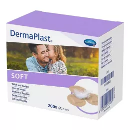 DERMAPLAST SOFT Plākšņu plāksteri apaļi 22 mm, 200 gab