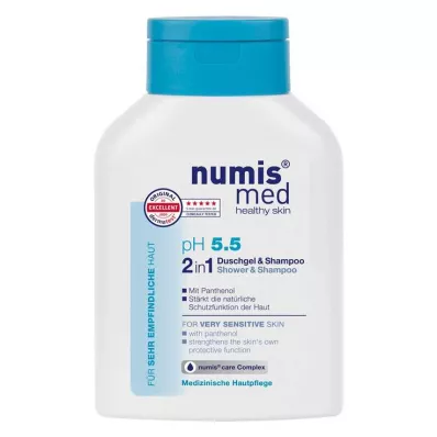 NUMIS med pH 5,5 2in1 dušas želeja &amp; šampūns, 200 ml