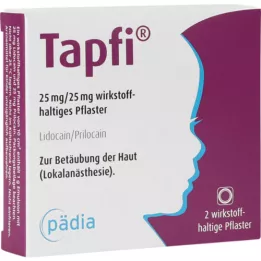 TAPFI 25 mg/25 mg plāksteris, kas satur aktīvo vielu, 2 gab