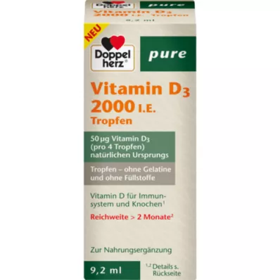 DOPPELHERZ D3 vitamīns 2000 I.U. tīri pilieni, 9,2 ml