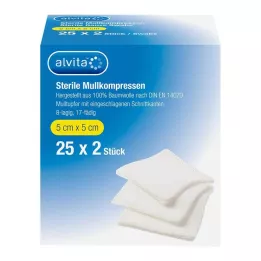 ALVITA Marles kompresi sterili 5x5 cm, 25X2 gab