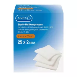 ALVITA Marles kompresi sterili 7,5x7,5 cm, 25X2 gab