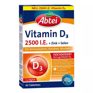 Abbey Vitamin D3 1600 starptautiskās vienības Forte Plus (42 gab.) Abbey Vitamin D3 1600 starptautiskās vienības Forte Plus (42 gab.)