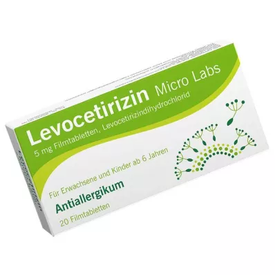 Levocetirizine Micro Labs 5 mg apvalkotās tabletes, 20 gab