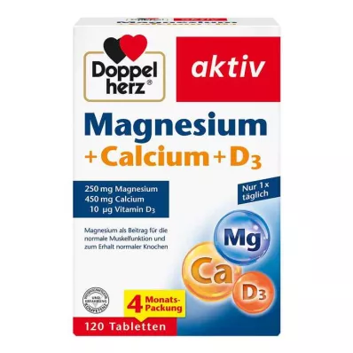 DOPPELHERZ Magnijs+kalcijs+D3 tabletes, 120 kapsulas
